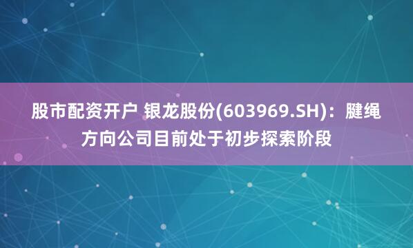 股市配资开户 银龙股份(603969.SH)：腱绳方向公司目前处于初步探索阶段